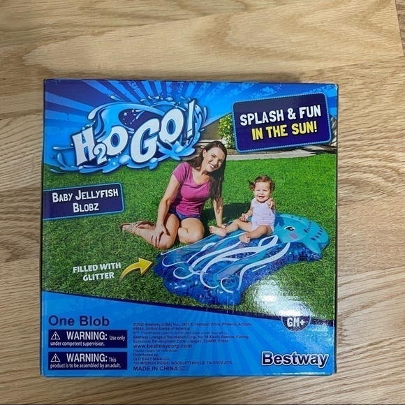 H2O Go Water Toy Baby Jellyfish Blobz 4.5 ft Long Blue Mat - Picture 3 of 5